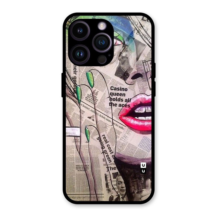 Newspaper Girl Art Glass Back Case for iPhone 14 Pro Max