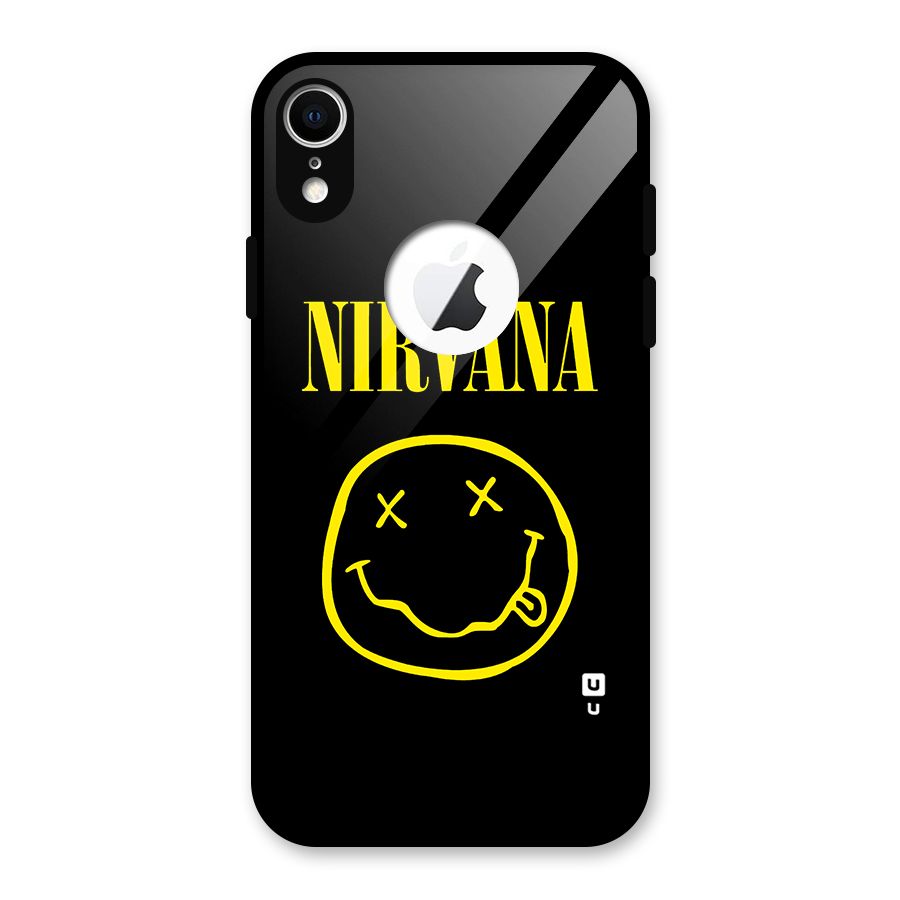 Nirvana Smiley Glass Back Case for iPhone XR Logo Cut