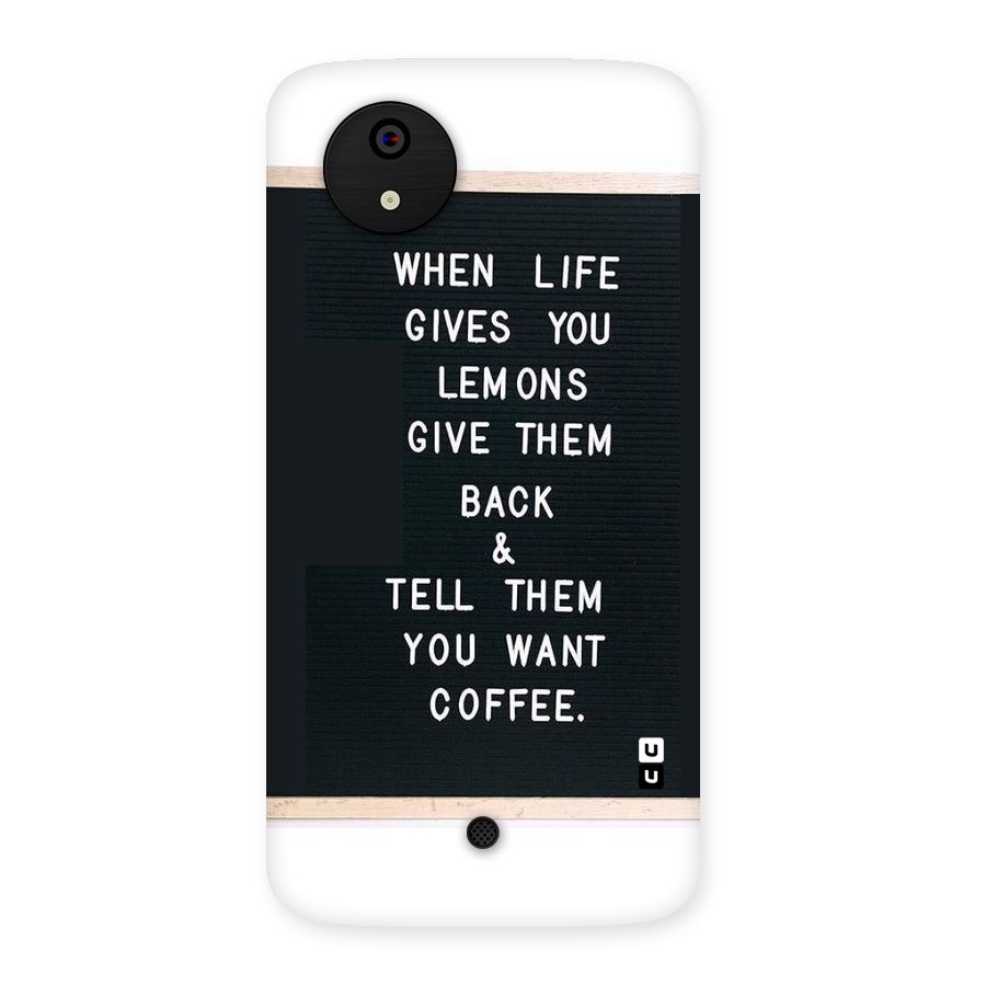 No Lemon Only Coffee Back Case for Micromax Canvas A1