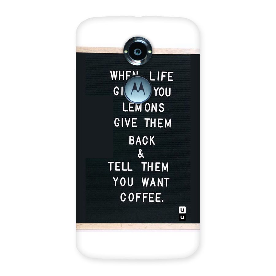 No Lemon Only Coffee Back Case for Moto X 2nd Gen