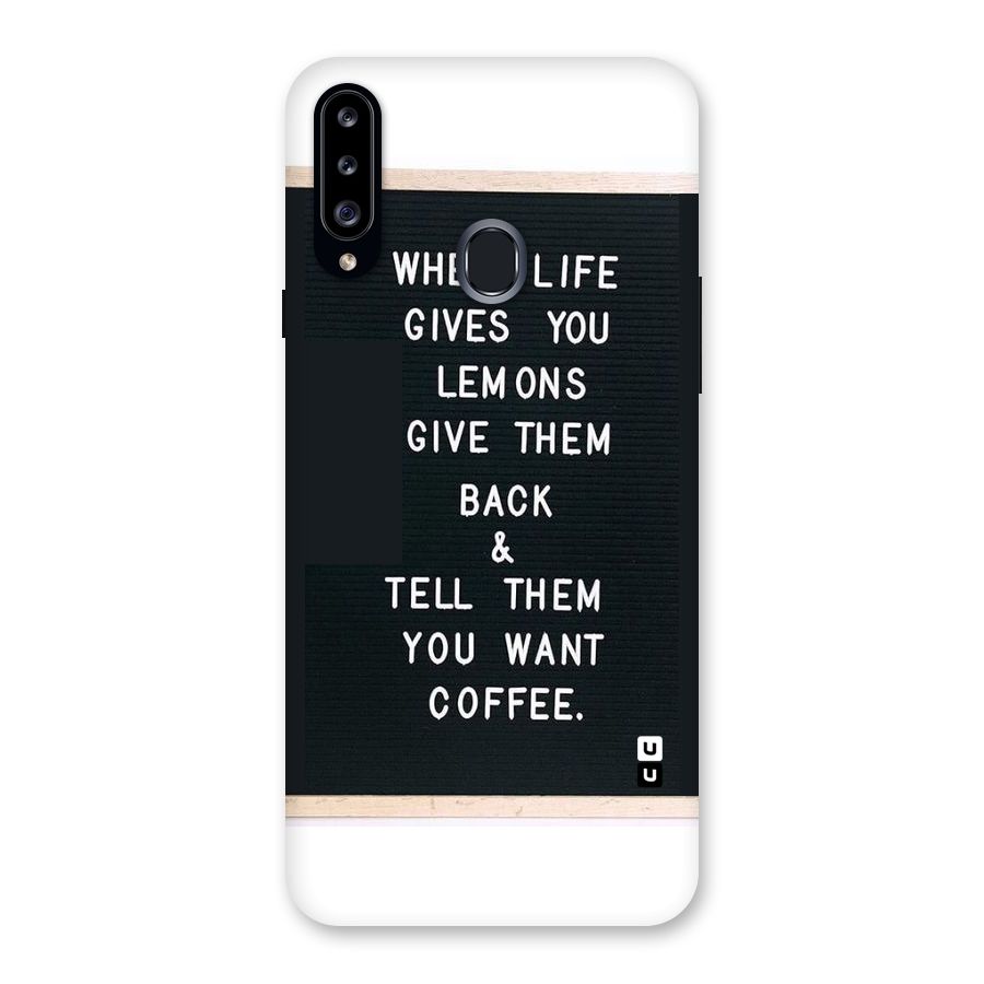 No Lemon Only Coffee Back Case for Samsung Galaxy A20s