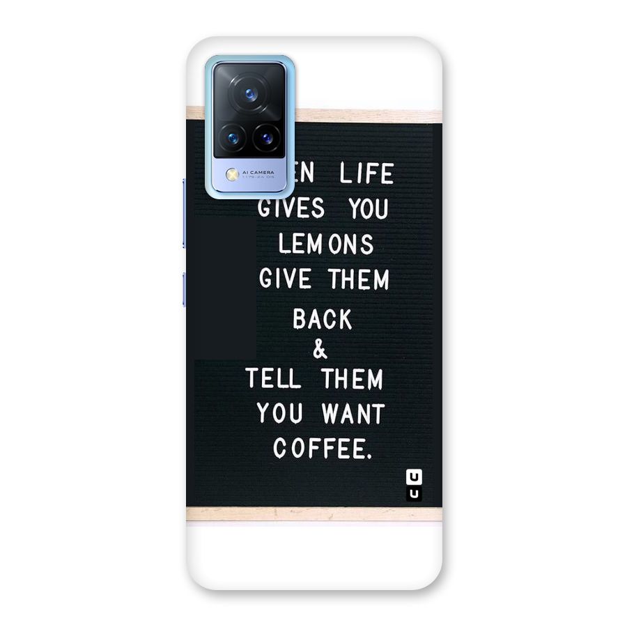 No Lemon Only Coffee Back Case for Vivo V21 5G