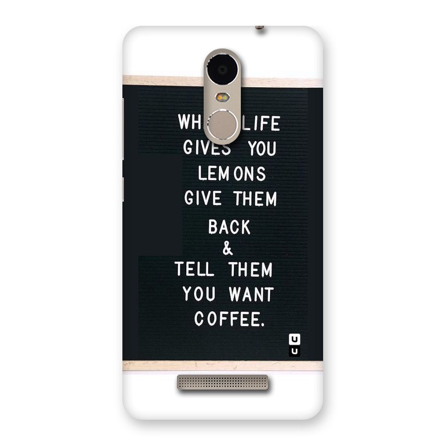 No Lemon Only Coffee Back Case for Xiaomi Redmi Note 3