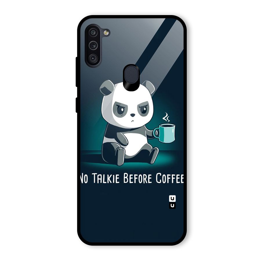 No Talkie Before Coffee Glass Back Case for Galaxy M11
