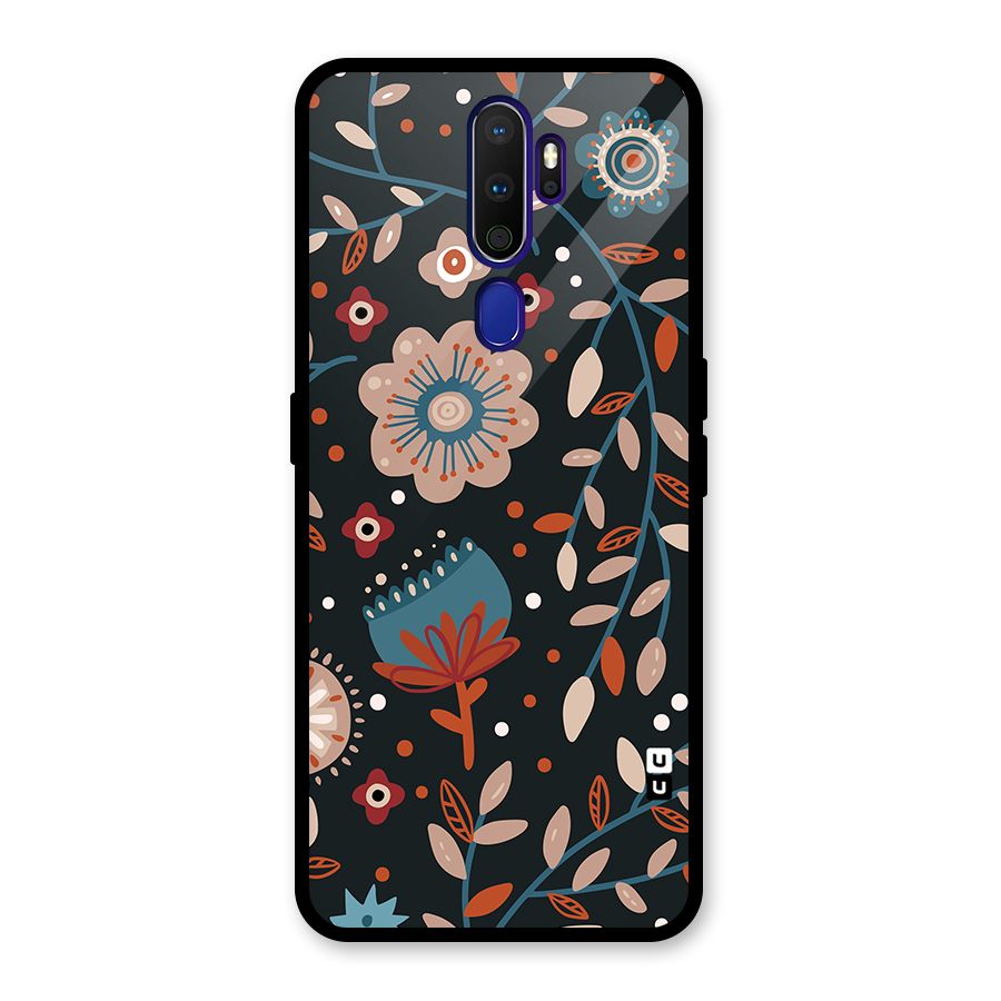 Nordic Arts Flowery Space Glass Back Case for Oppo A9 (2020)