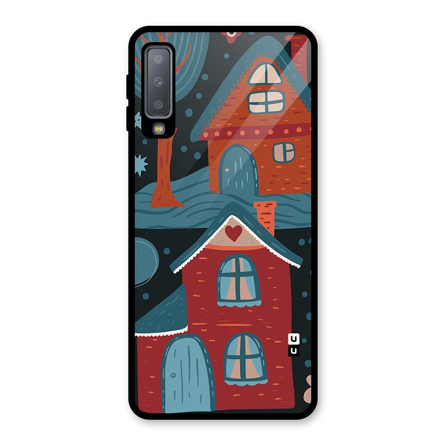 Nordic Arts Houses Glass Back Case for Galaxy A7 (2018)