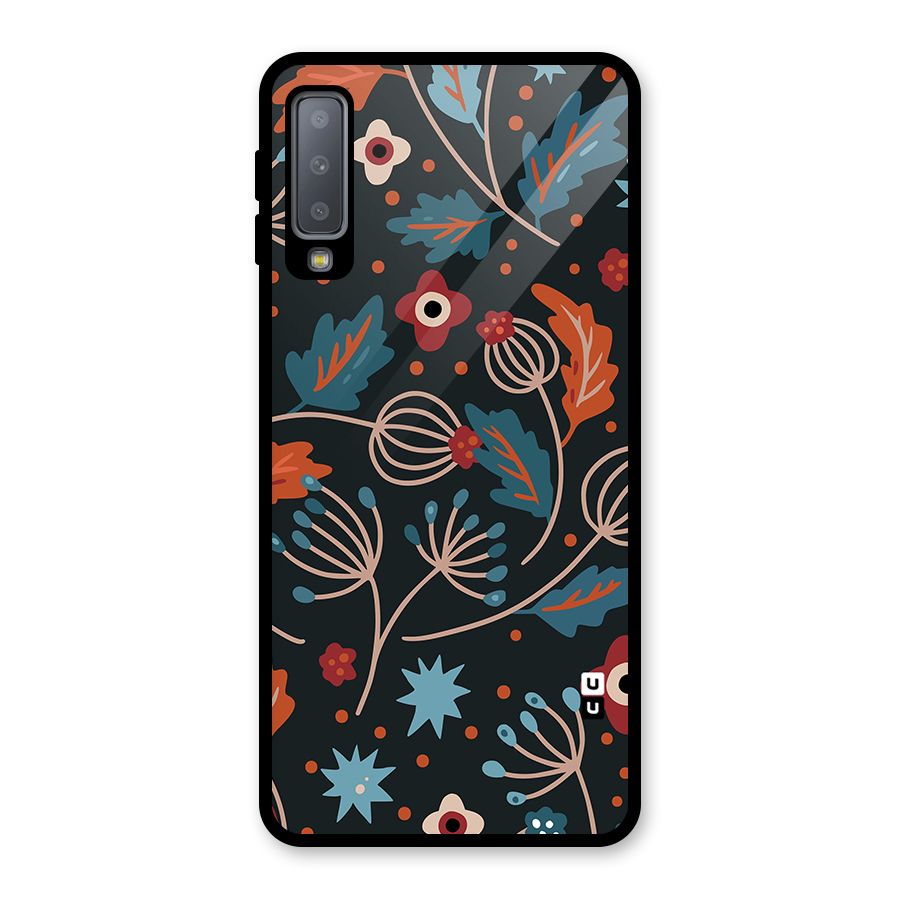 Nordic Arts Leaves Glass Back Case for Galaxy A7 (2018)