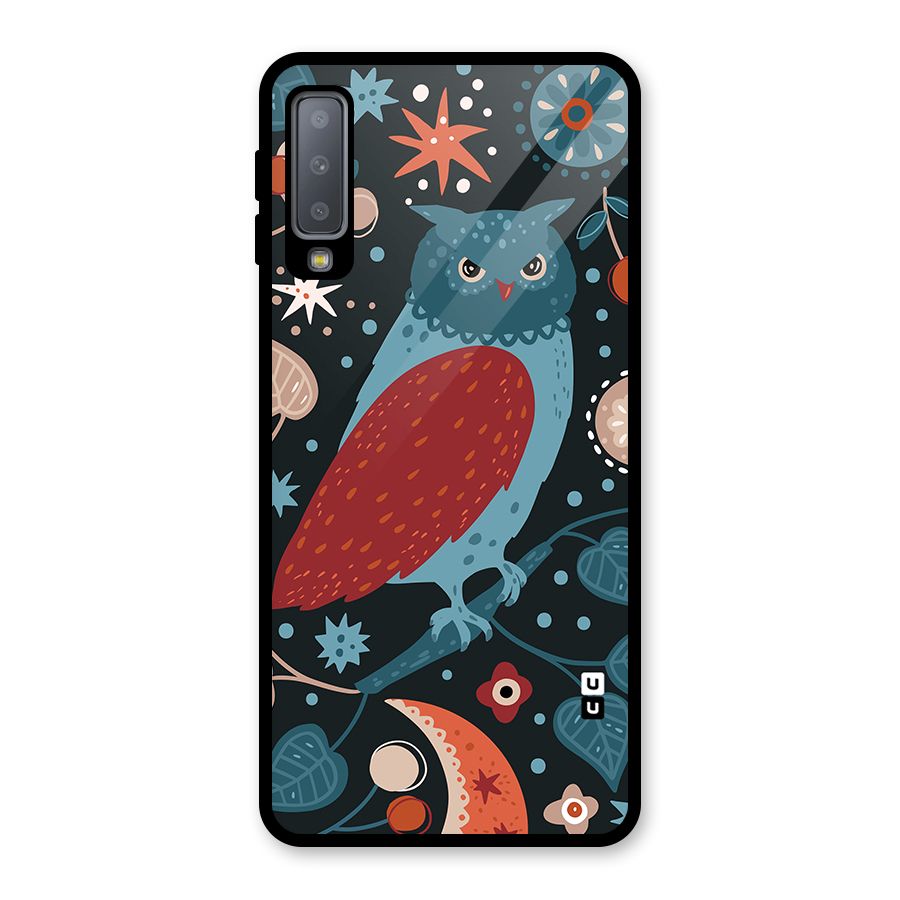 Nordic Arts Owl Glass Back Case for Galaxy A7 (2018)