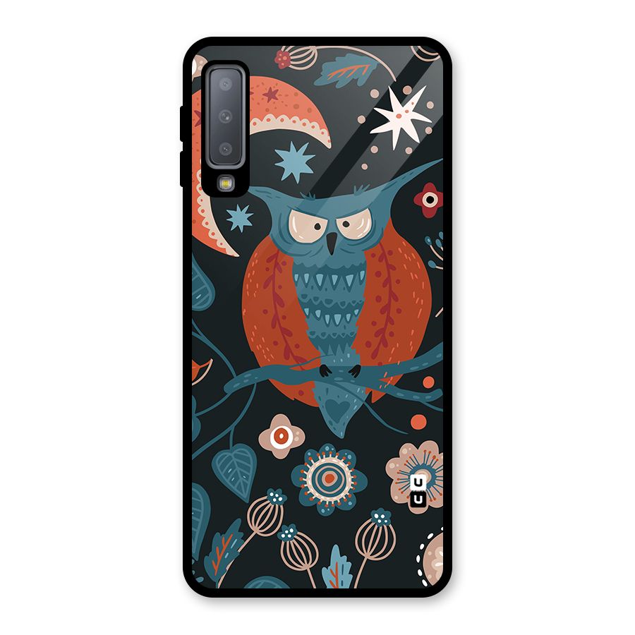 Nordic Arts Owl Moon Glass Back Case for Galaxy A7 (2018)