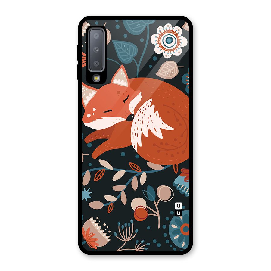 Nordic Arts Sleeping Fox Glass Back Case for Galaxy A7 (2018)