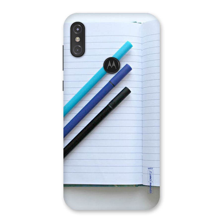 Notebook And Pens Back Case for Motorola One Power