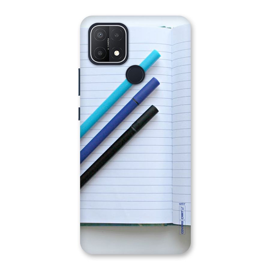 Notebook And Pens Back Case for Oppo A15