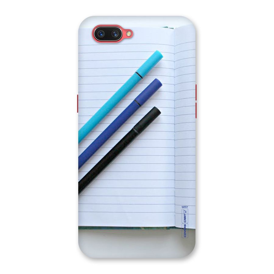 Notebook And Pens Back Case for Oppo A3s