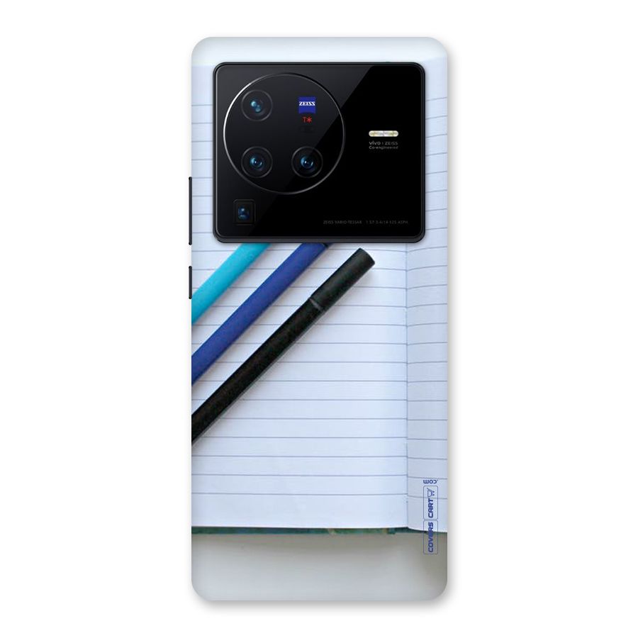 Notebook And Pens Back Case for Vivo X80 Pro