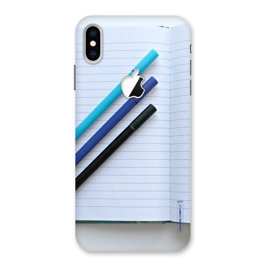 Notebook And Pens Back Case for iPhone XS Max Apple Cut