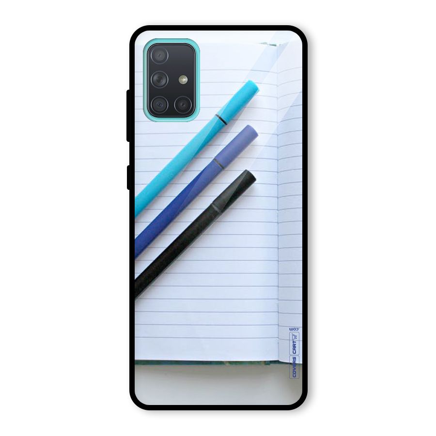 Notebook And Pens Glass Back Case for Galaxy A71