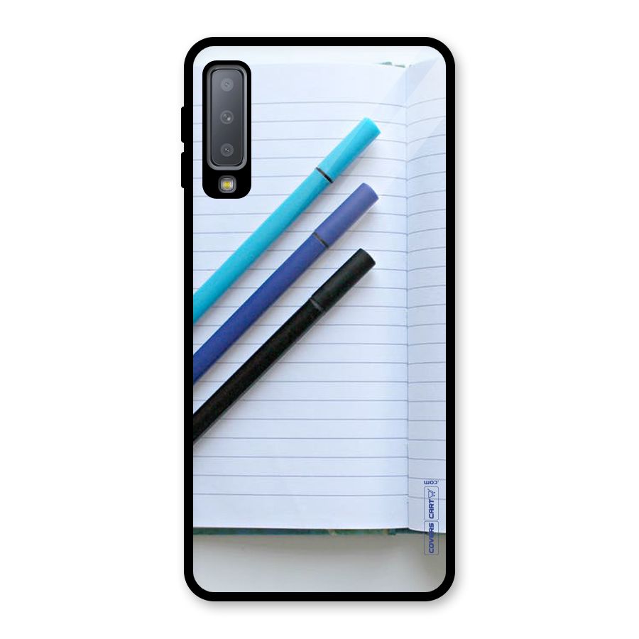 Notebook And Pens Glass Back Case for Galaxy A7 (2018)