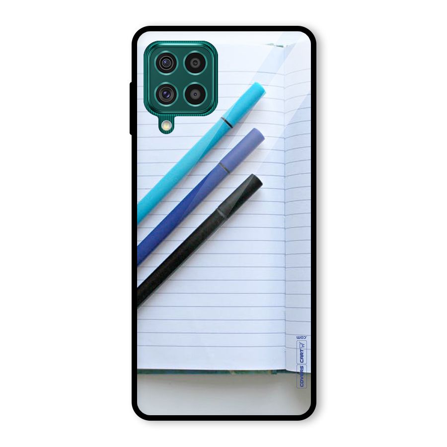 Notebook And Pens Glass Back Case for Galaxy F62