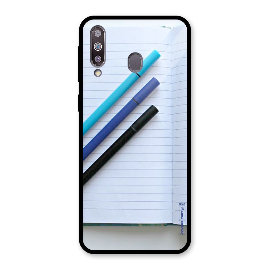Notebook And Pens Glass Back Case for Galaxy M30