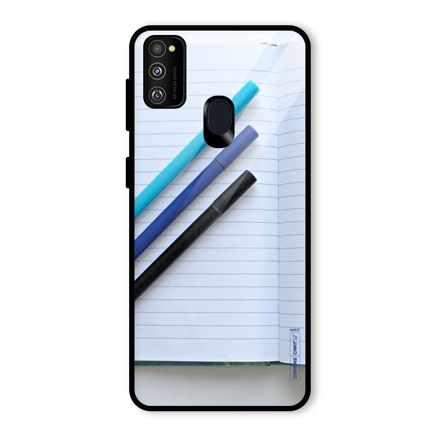 Notebook And Pens Glass Back Case for Galaxy M30s