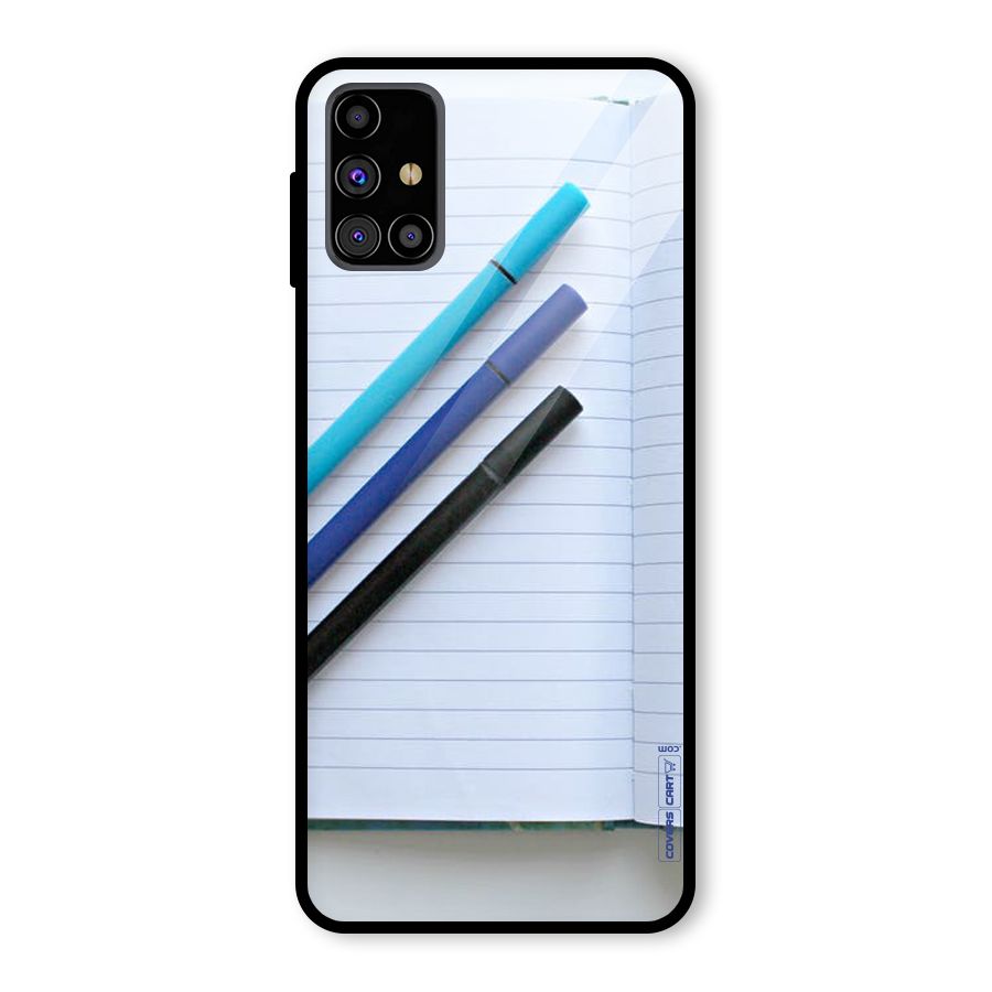 Notebook And Pens Glass Back Case for Galaxy M31s