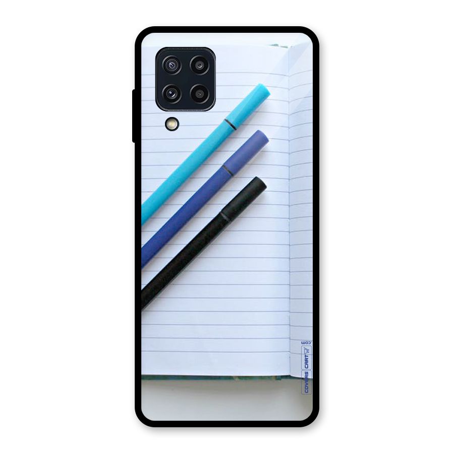 Notebook And Pens Glass Back Case for Galaxy M32