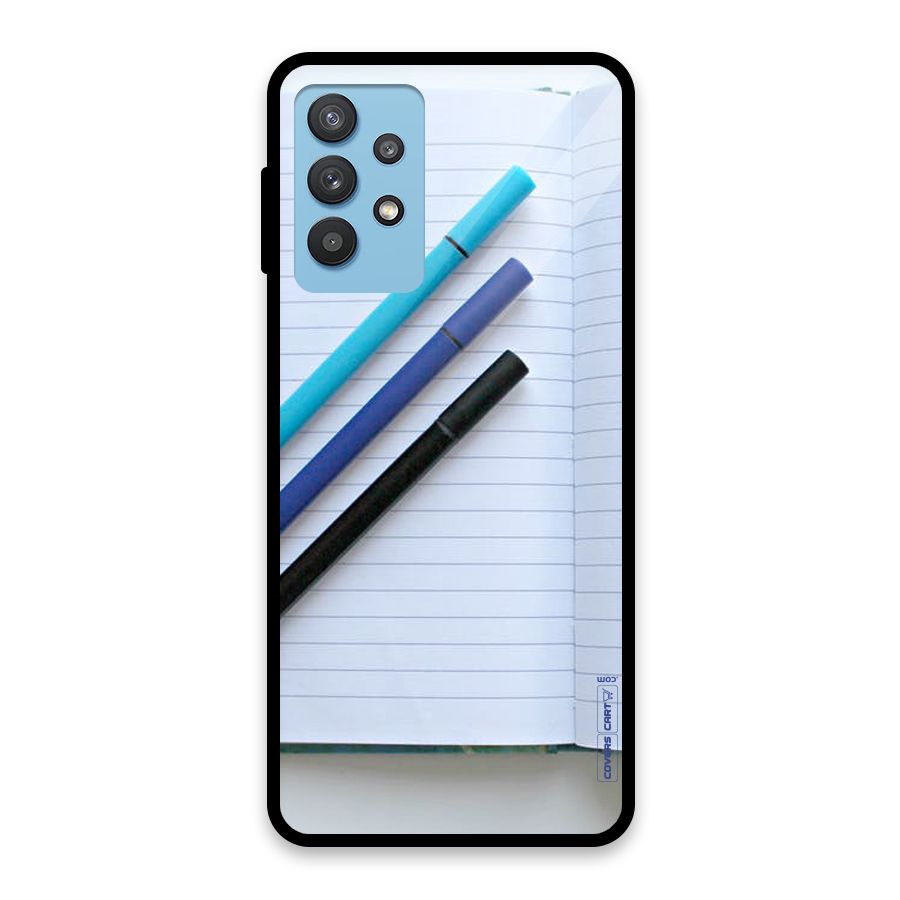 Notebook And Pens Glass Back Case for Galaxy M32 5G