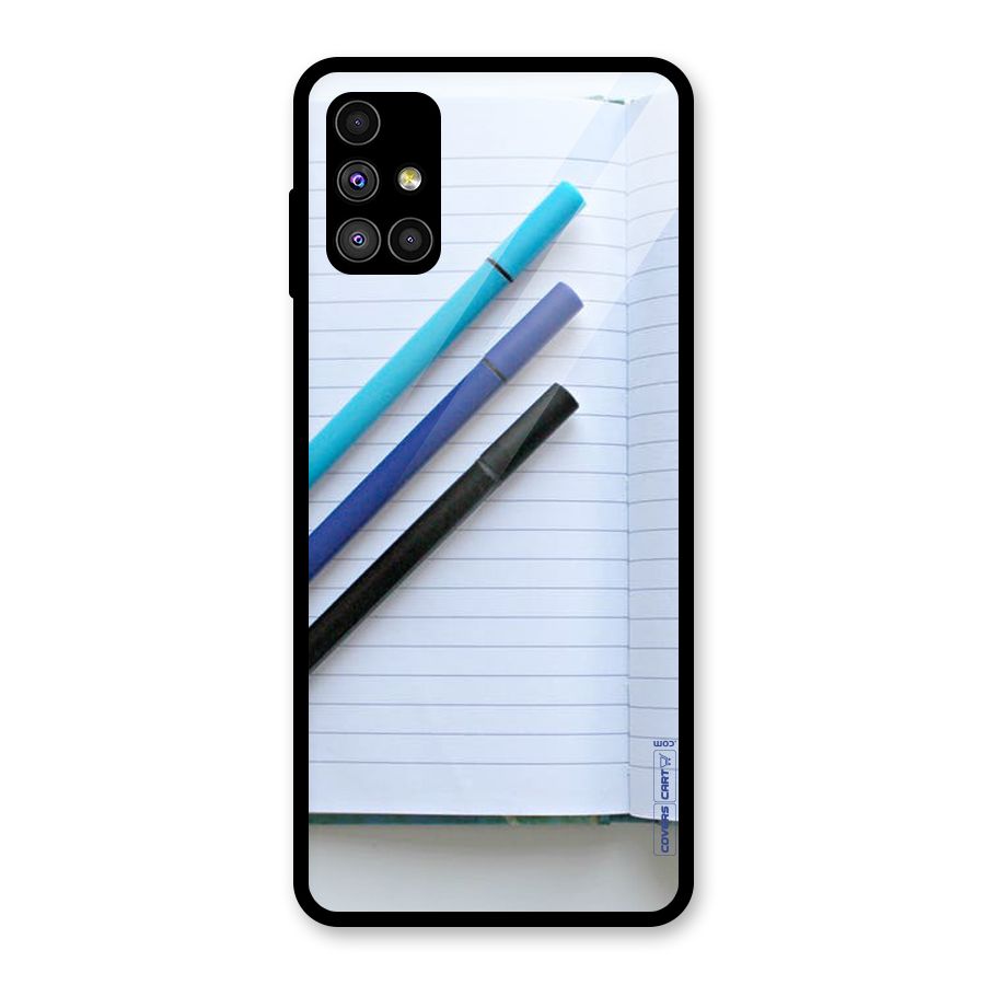 Notebook And Pens Glass Back Case for Galaxy M51