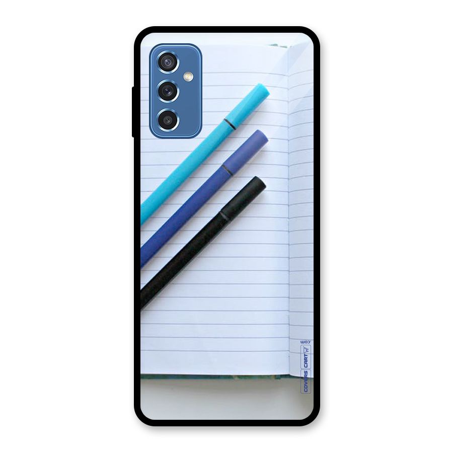 Notebook And Pens Glass Back Case for Galaxy M52 5G