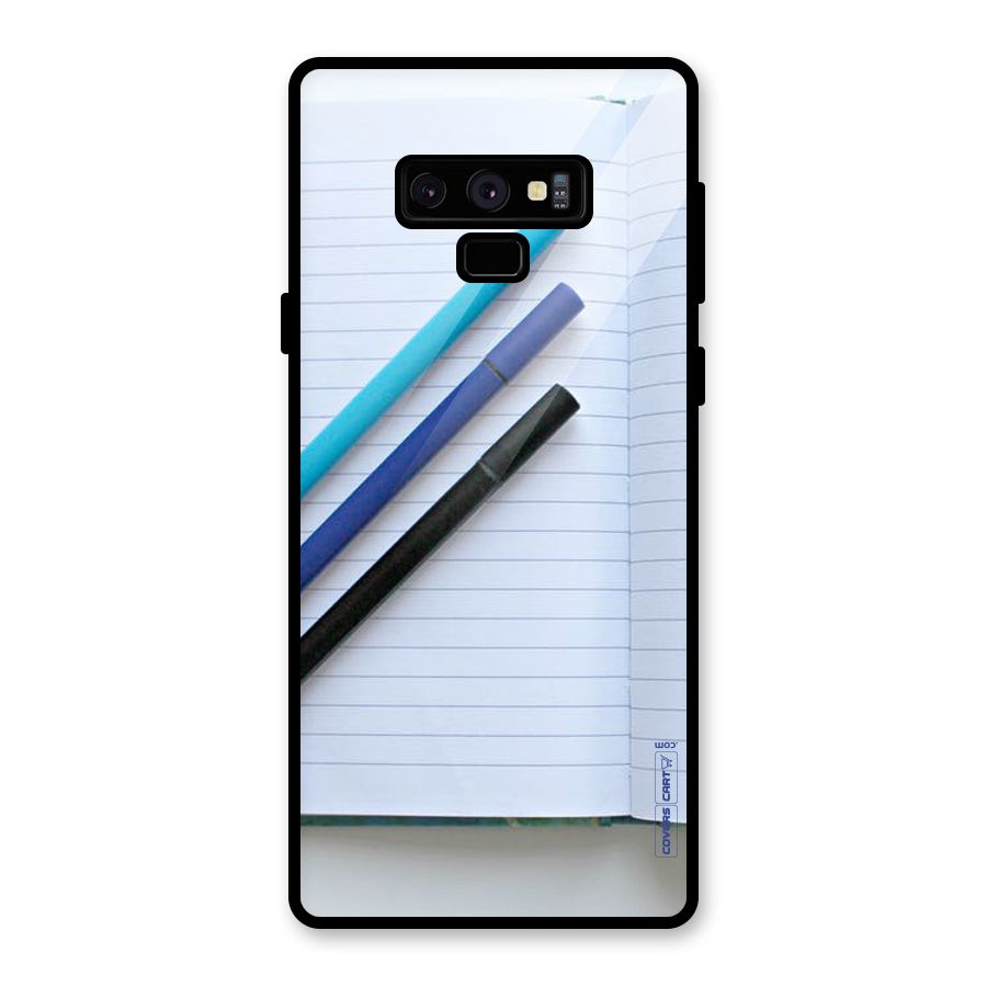 Notebook And Pens Glass Back Case for Galaxy Note 9