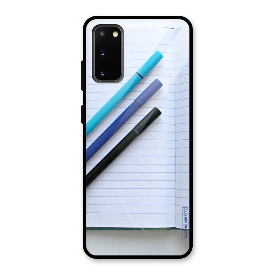 Notebook And Pens Glass Back Case for Galaxy S20