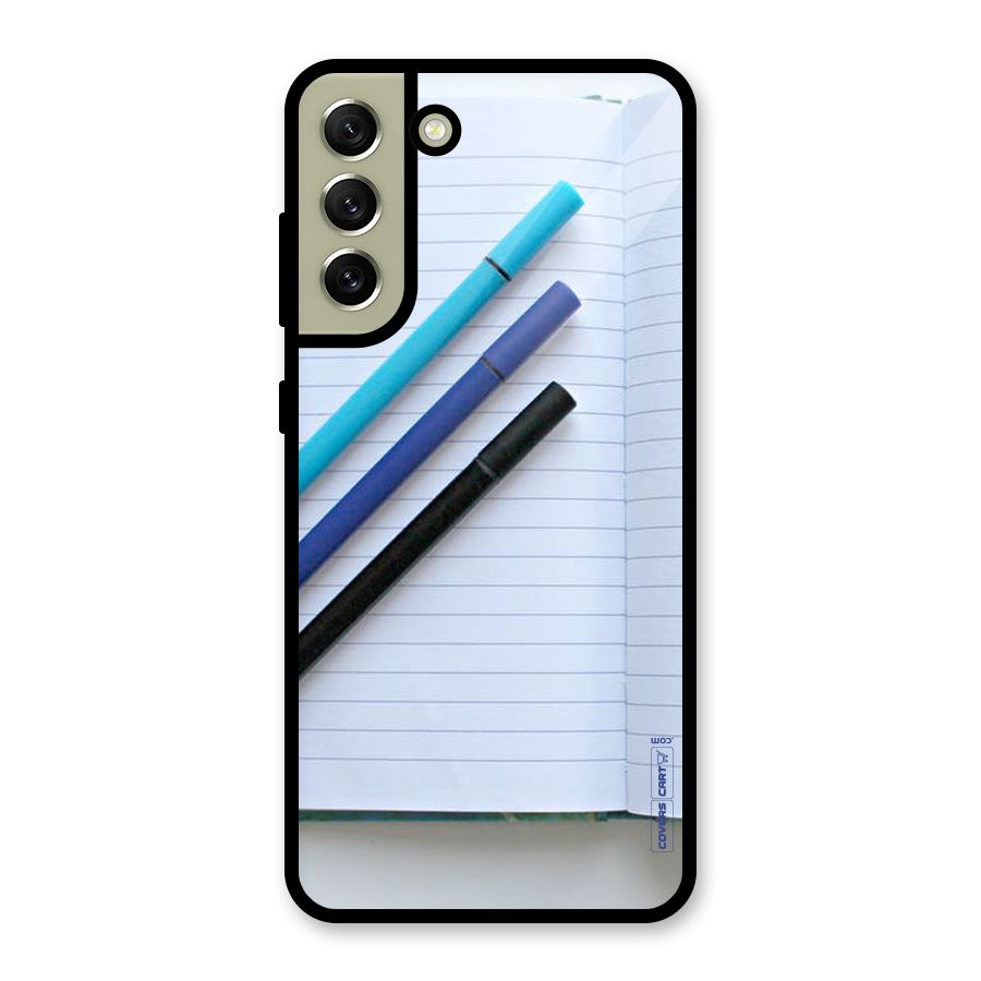 Notebook And Pens Glass Back Case for Galaxy S21 FE 5G
