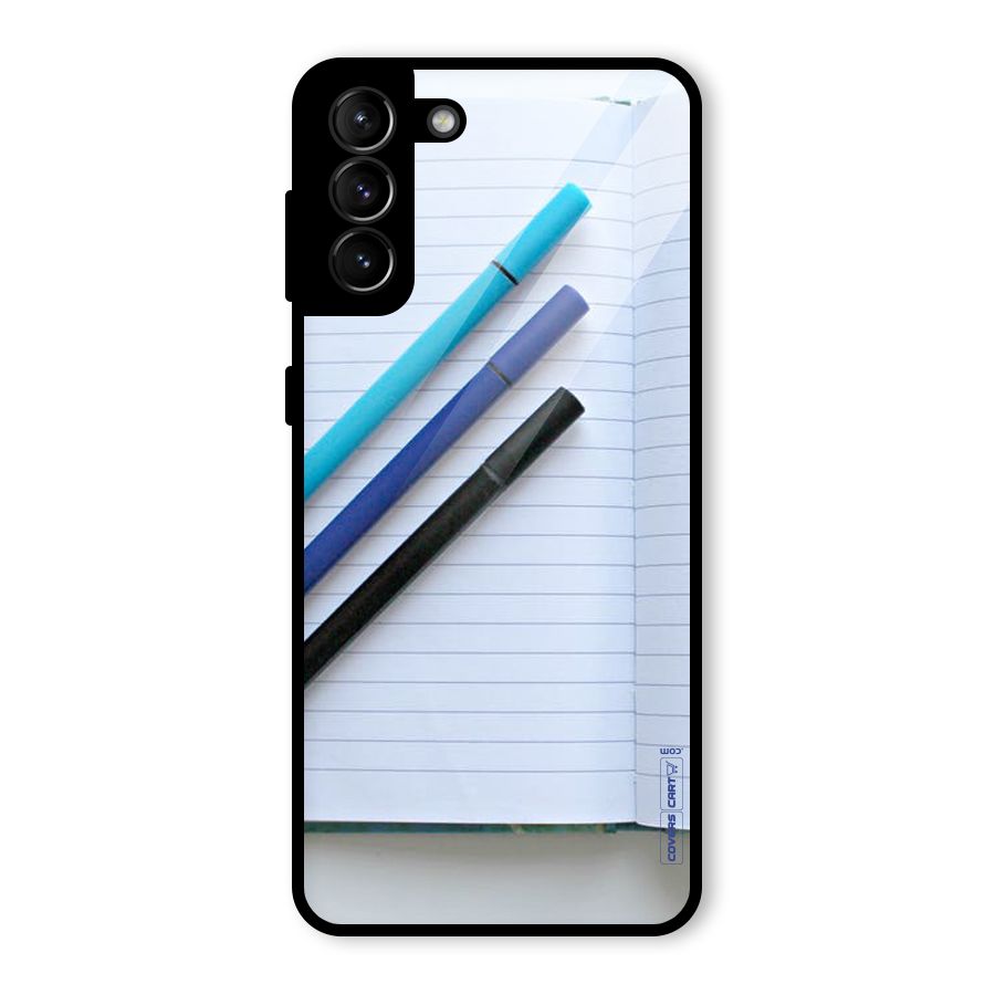 Notebook And Pens Glass Back Case for Galaxy S21 Plus