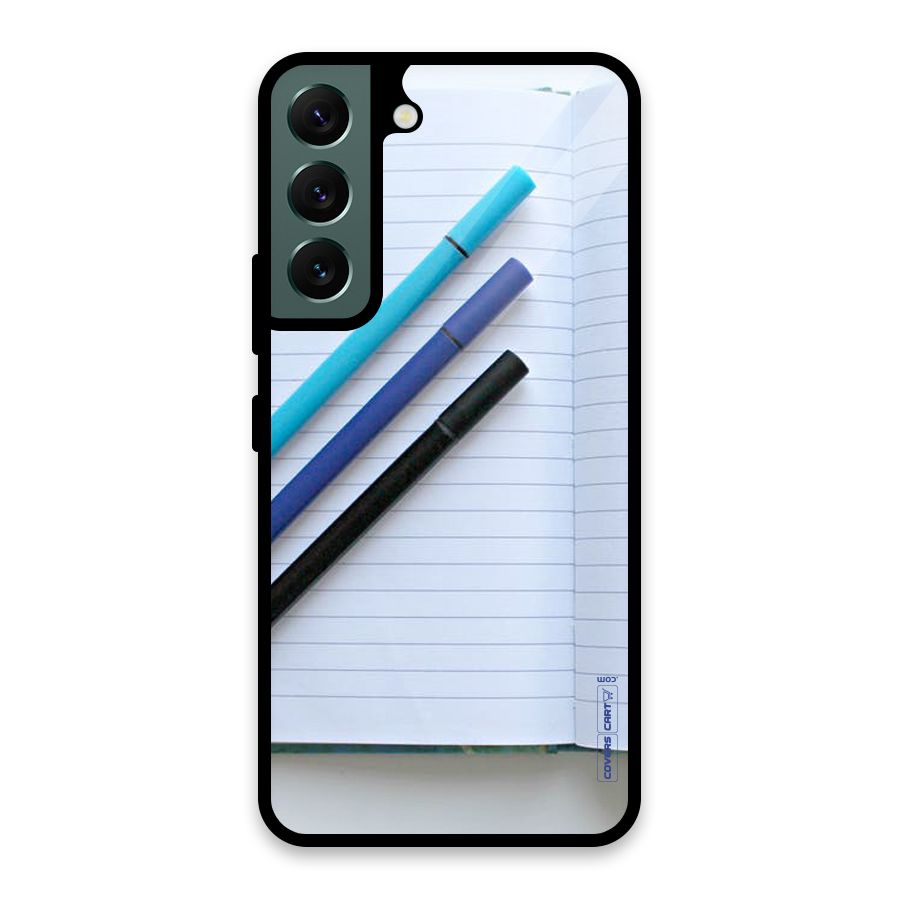 Notebook And Pens Glass Back Case for Galaxy S22 5G