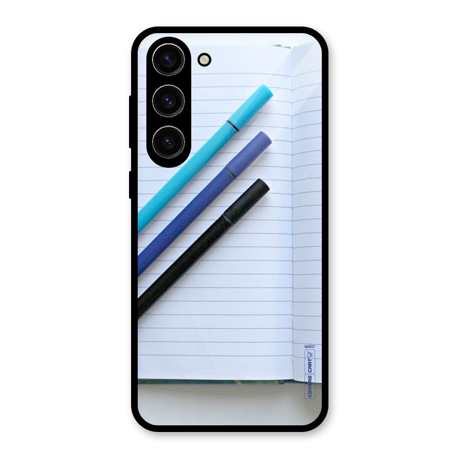 Notebook And Pens Glass Back Case for Galaxy S23 Plus