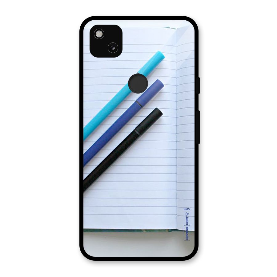 Notebook And Pens Glass Back Case for Google Pixel 4a