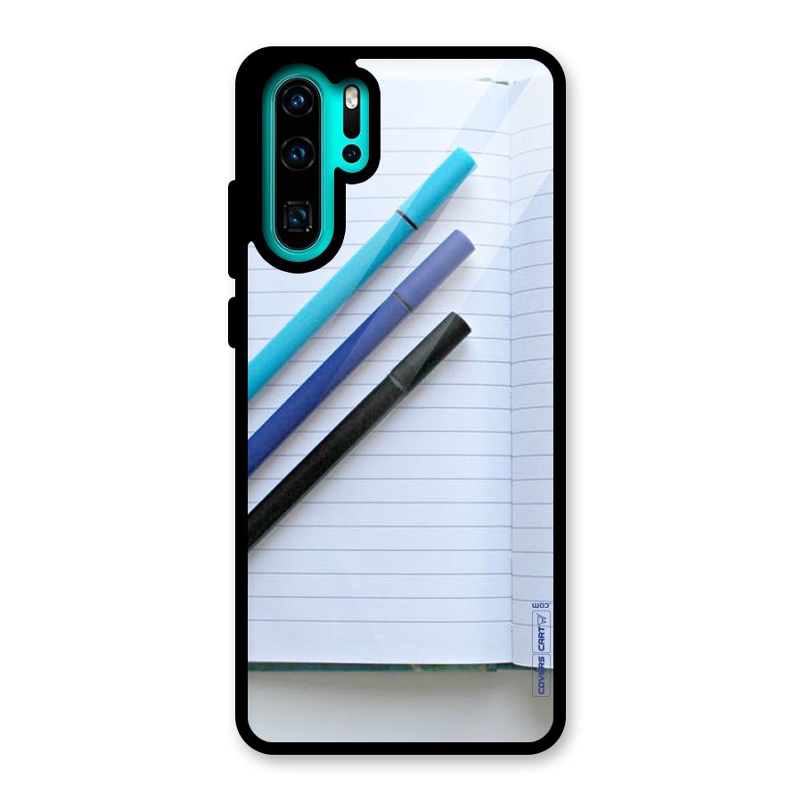 Notebook And Pens Glass Back Case for Huawei P30 Pro