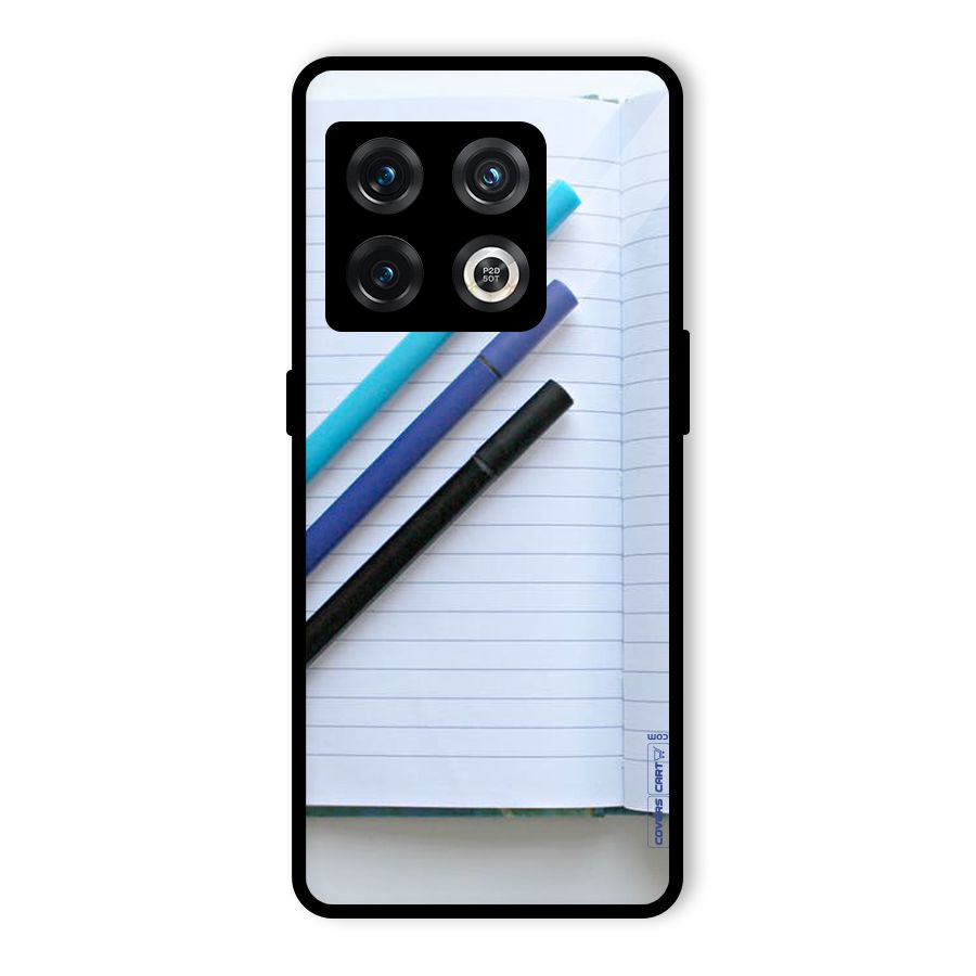 Notebook And Pens Glass Back Case for OnePlus 10 Pro 5G