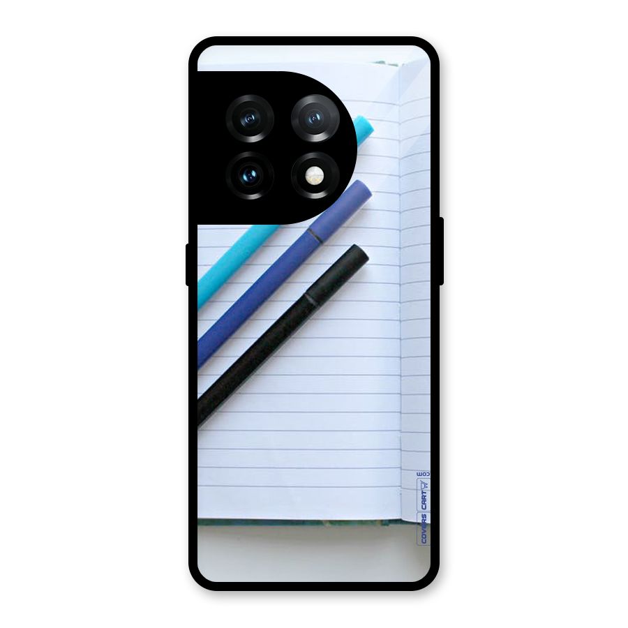 Notebook And Pens Glass Back Case for OnePlus 11