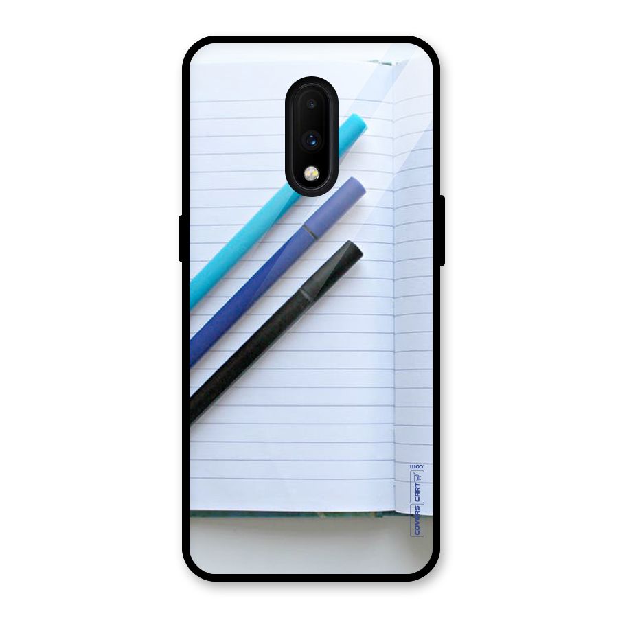 Notebook And Pens Glass Back Case for OnePlus 7