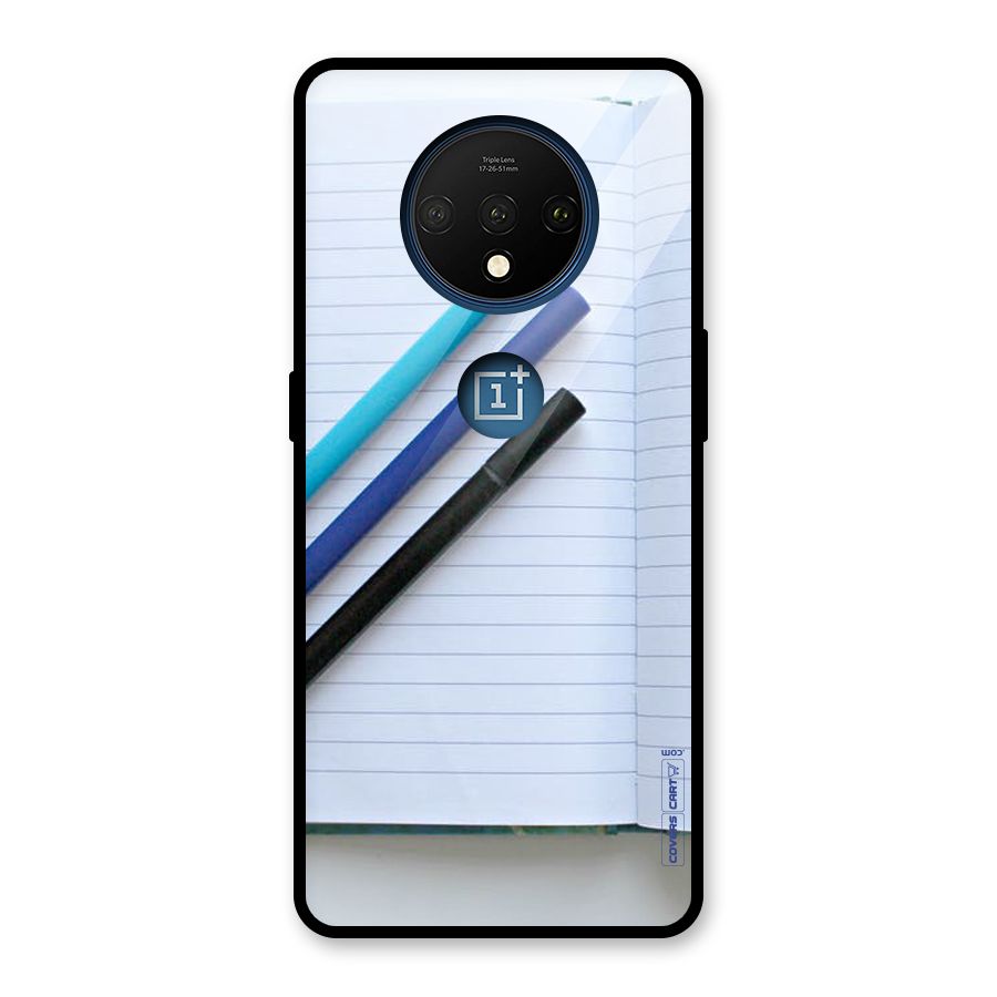 Notebook And Pens Glass Back Case for OnePlus 7T