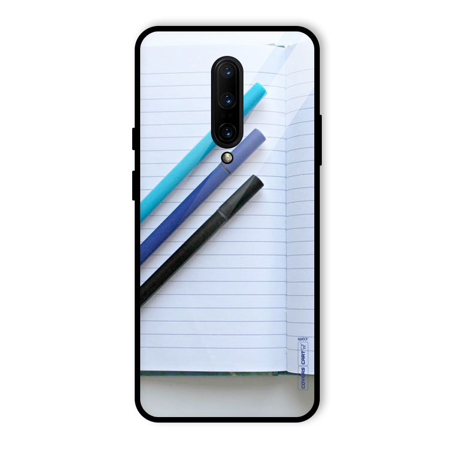 Notebook And Pens Glass Back Case for OnePlus 7 Pro