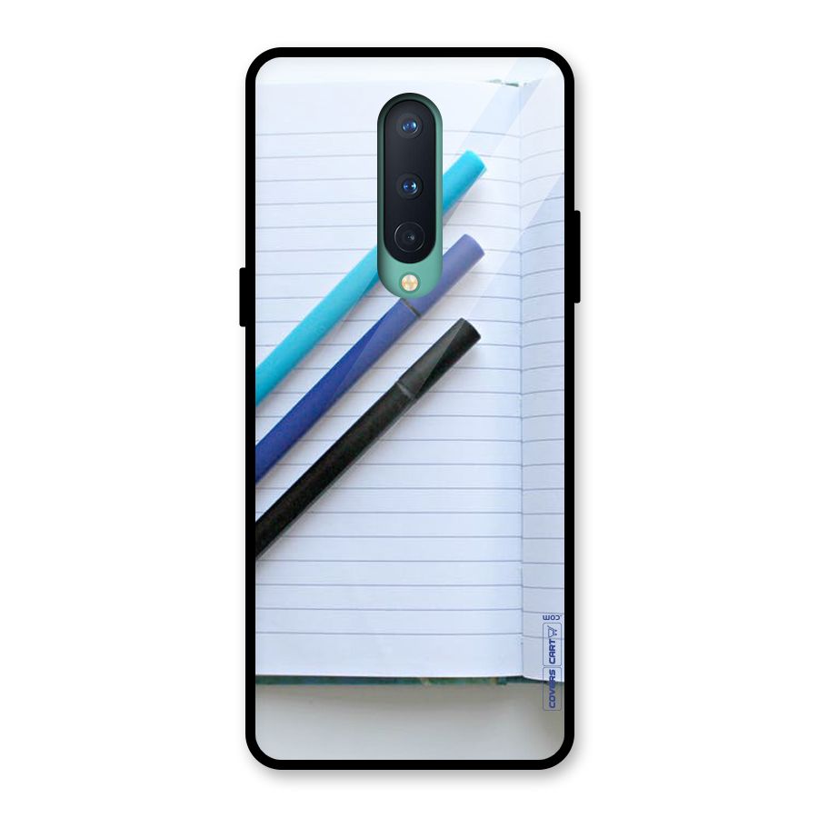 Notebook And Pens Glass Back Case for OnePlus 8