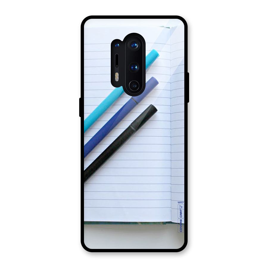 Notebook And Pens Glass Back Case for OnePlus 8 Pro