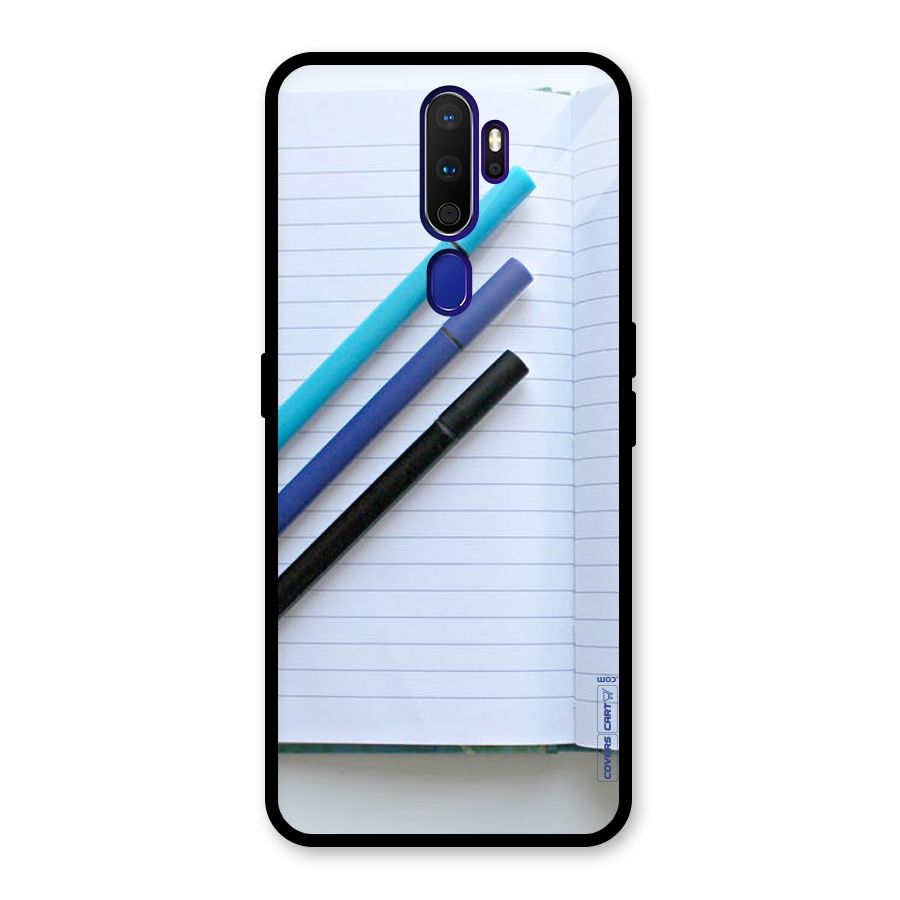 Notebook And Pens Glass Back Case for Oppo A9 (2020)