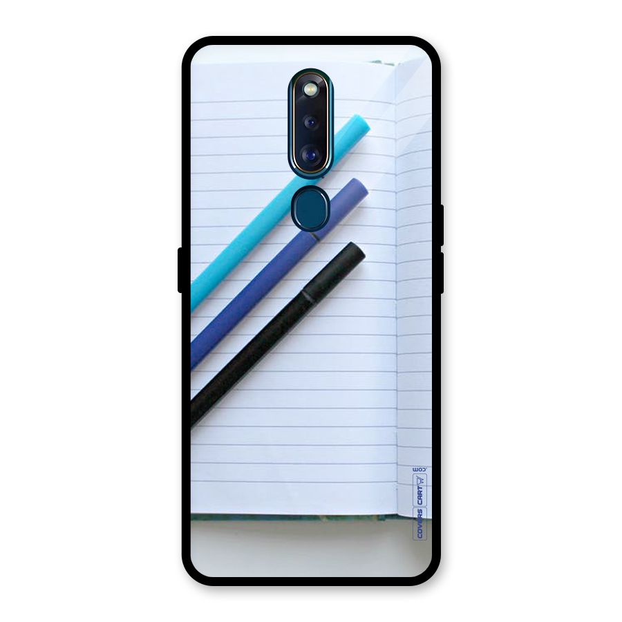 Notebook And Pens Glass Back Case for Oppo F11 Pro