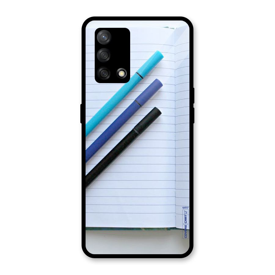 Notebook And Pens Glass Back Case for Oppo F19