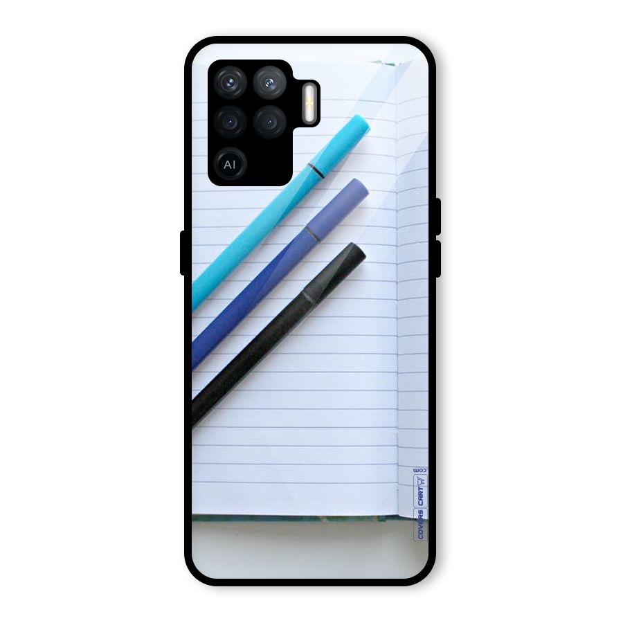 Notebook And Pens Glass Back Case for Oppo F19 Pro
