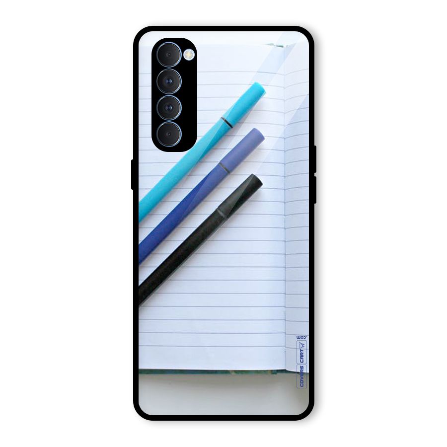 Notebook And Pens Glass Back Case for Oppo Reno4 Pro
