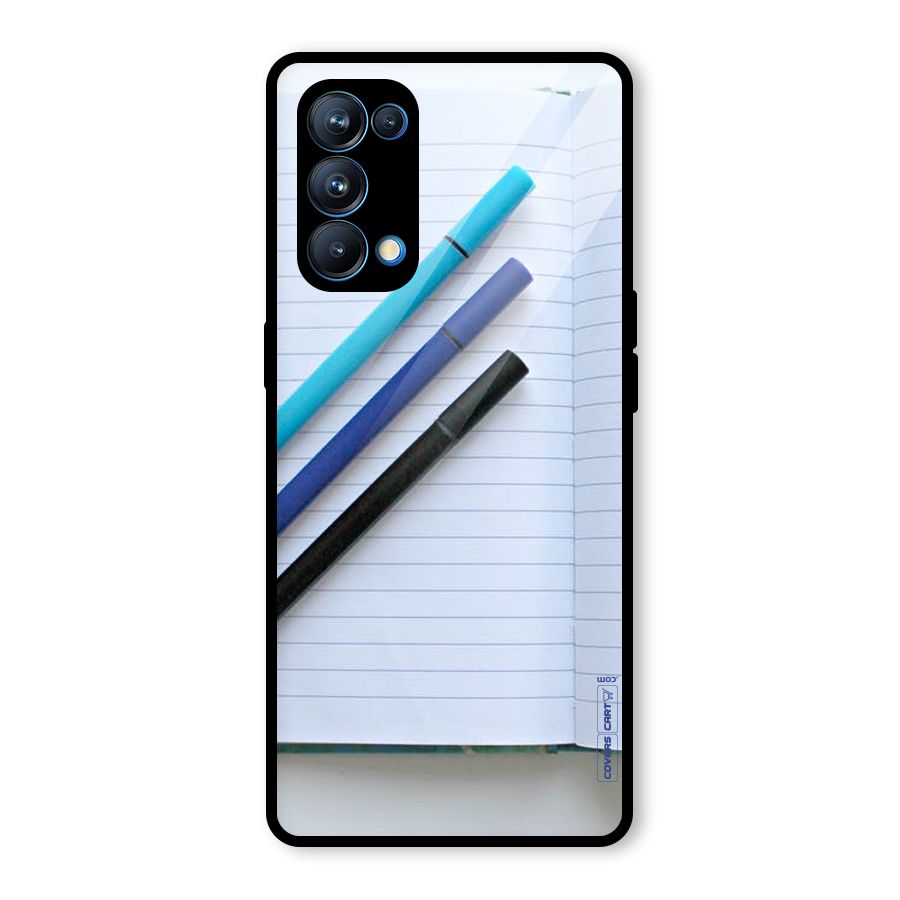 Notebook And Pens Glass Back Case for Oppo Reno5 Pro 5G